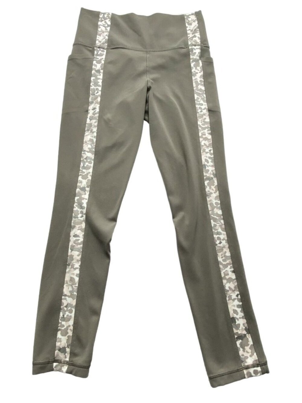 ATHLETA Women Salutation Stash Pocket IIβ Serene 7/8 Stipe Leggings Sz PS Gray
